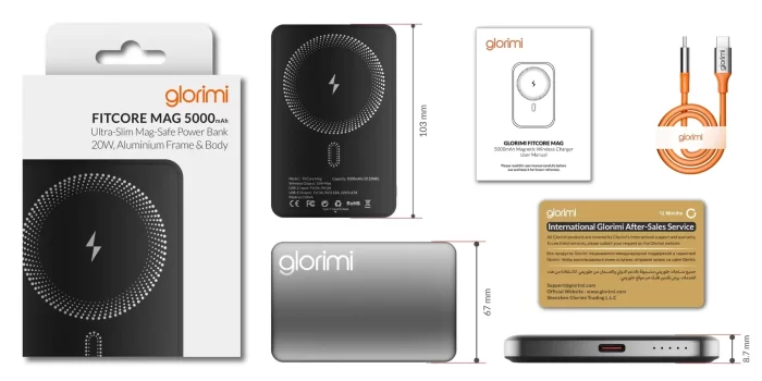اقلام داخل جعبه پاور بانک 5000 مگ سیف گلوریمی