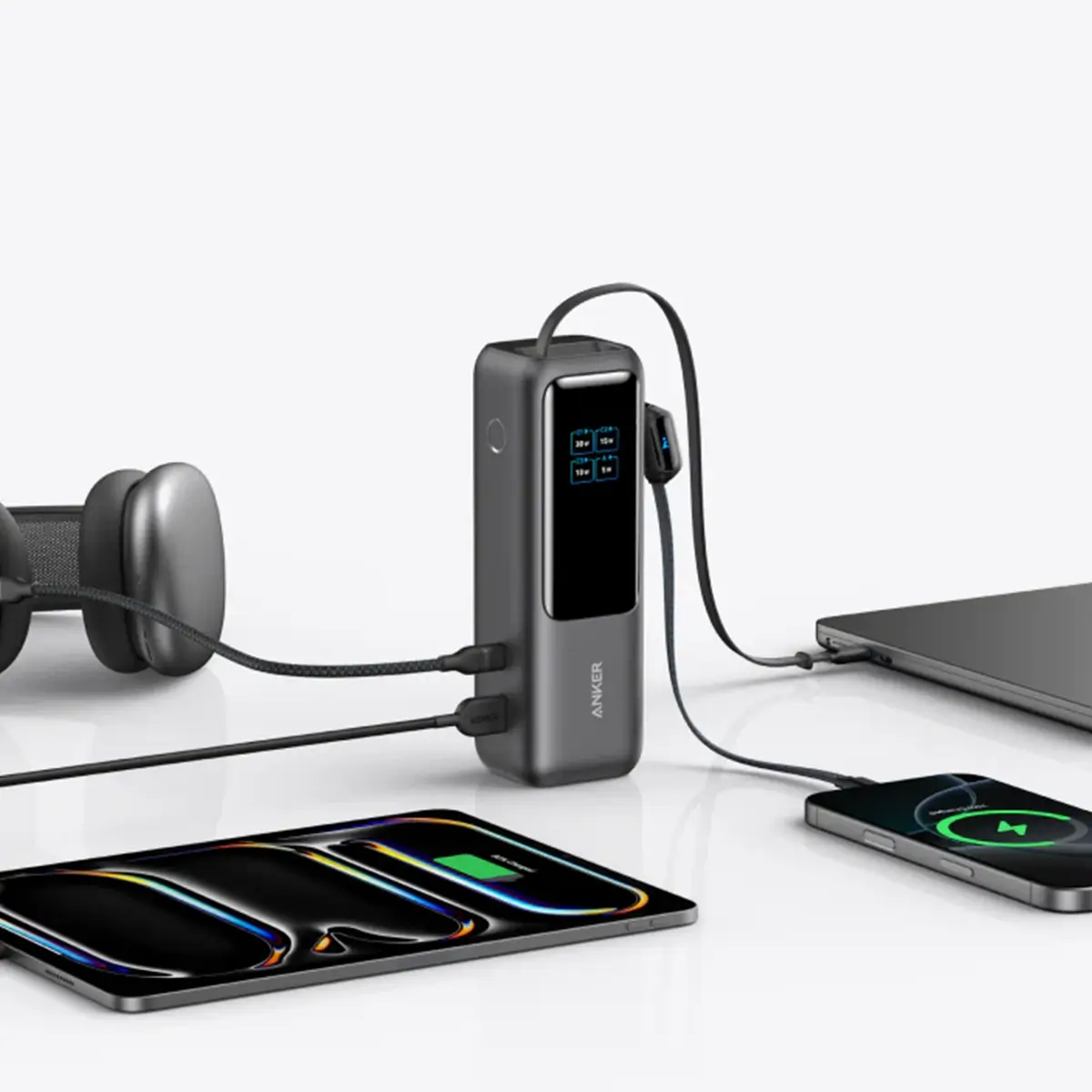 Anker Power Bank (25K, 165W, Built-In and Retractable Cables)