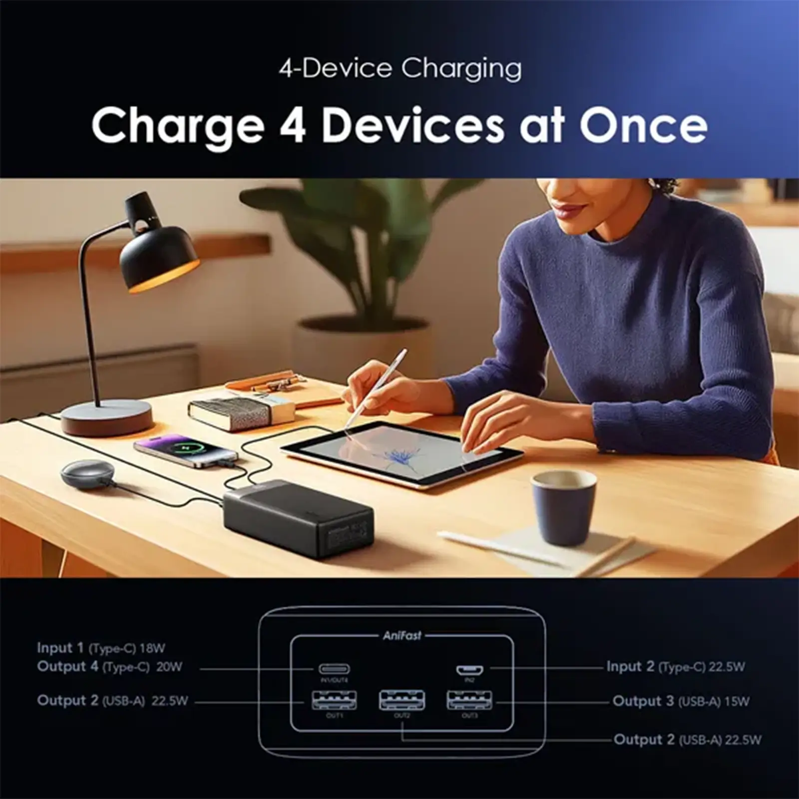 پاوربانک اورایمو با 4 خروجی همزمان