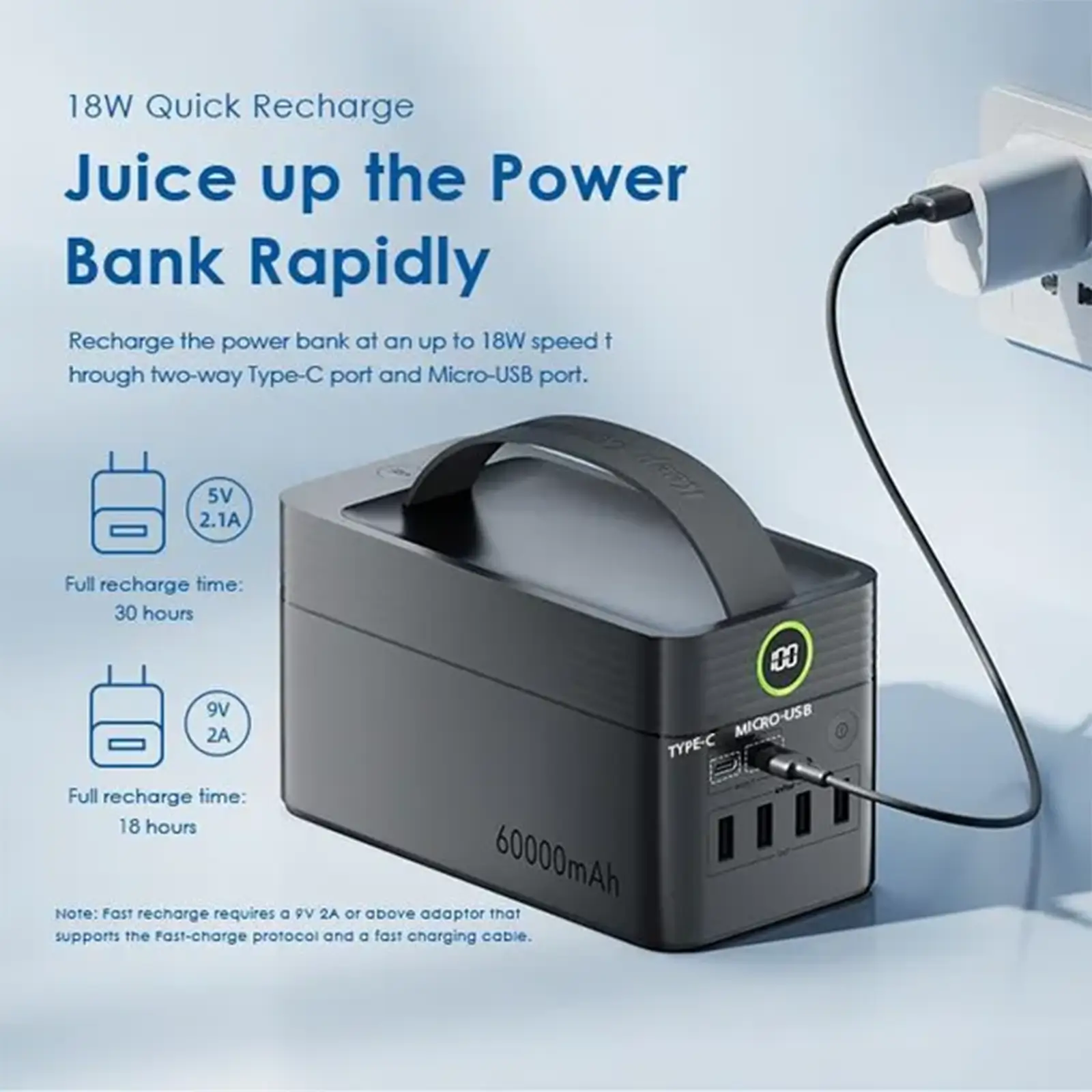 پاور بانک اورایمو مدل PowerBox 600 با ظرفیت 60000mAh و توان 22.5W + آداپتور 18 واتی