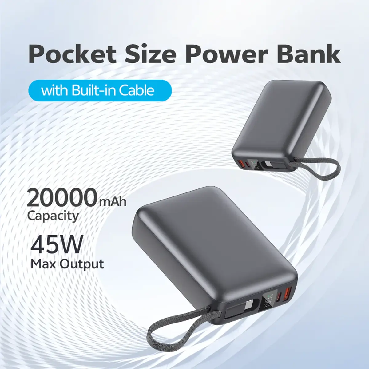 پاور بانک کیو سی وای مدل QCY PB20A با ظرفیت 20000mAh و توان 45W